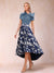 A-Line/Princess Scoop Short Sleeves Asymmetrical Mother of the Bride Dresses With Printed Flower