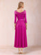 A-Line/Princess V-Neck 3/4 Sleeves Tea-Length Mother of the Bride Dresses With Rhinestone