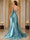 Trumpet/Mermaid Spaghetti Straps Ruched Long Evening Dresses with  Split Side & Appliques