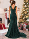 Sparkly Trumpet/Mermaid Sweetheart Long Christmas Dresses with Split Side