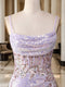 Trumpet/Mermaid Spaghetti Straps Long Sparkling Evening Dresses with Split Side & Appliques