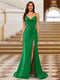 Sparkly Trumpet/Mermaid Spaghetti Straps Long Evening Dresses with Side Slit