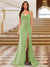 Sparkly Trumpet/Mermaid Spaghetti Straps Long Evening Dresses with Side Slit