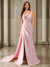 Trumpet/Mermaid One-Shoulder Sweep Train/Brush Train Evening Dresses with Side Slit & Appliques