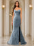 Trumpet/Mermaid Sweetheart Pleated Tulle Long Evening Dresses with Side Slit & Appliques