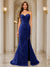 Trumpet/Mermaid Sweetheart Pleated Tulle Long Evening Dresses with Side Slit & Appliques