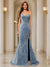 Trumpet/Mermaid Sweetheart Pleated Tulle Long Evening Dresses with Side Slit & Appliques