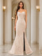 Trumpet/Mermaid Sweetheart Pleated Tulle Long Evening Dresses with Side Slit & Appliques