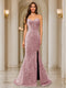 Trumpet/Mermaid Sweetheart Pleated Tulle Long Evening Dresses with Side Slit & Appliques