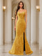 Trumpet/Mermaid Sweetheart Pleated Tulle Long Evening Dresses with Side Slit & Appliques