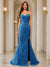 Trumpet/Mermaid Sweetheart Pleated Tulle Long Evening Dresses with Side Slit & Appliques