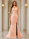 Trumpet/Mermaid Sweetheart Pleated Tulle Long Evening Dresses with Side Slit & Appliques