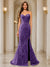 Trumpet/Mermaid Sweetheart Pleated Tulle Long Evening Dresses with Side Slit & Appliques