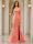 Trumpet/Mermaid Sweetheart Pleated Tulle Long Evening Dresses with Side Slit & Appliques