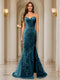 Trumpet/Mermaid Sweetheart Pleated Tulle Long Evening Dresses with Side Slit & Appliques
