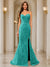 Trumpet/Mermaid Sweetheart Pleated Tulle Long Evening Dresses with Side Slit & Appliques