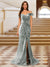 Sparkly Trumpet/Mermaid Off-the-Shoulder Long Evening Dresses with Split Side