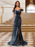Sparkly Trumpet/Mermaid Off-the-Shoulder Long Evening Dresses with Split Side