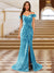 Sparkly Trumpet/Mermaid Off-the-Shoulder Long Evening Dresses with Split Side