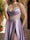 A-Line/Princess Cowl Neck Sleeveless Pleated Evening Dresses with Split Side & Rhinestone