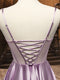 A-Line/Princess Cowl Neck Sleeveless Pleated Evening Dresses with Split Side & Rhinestone