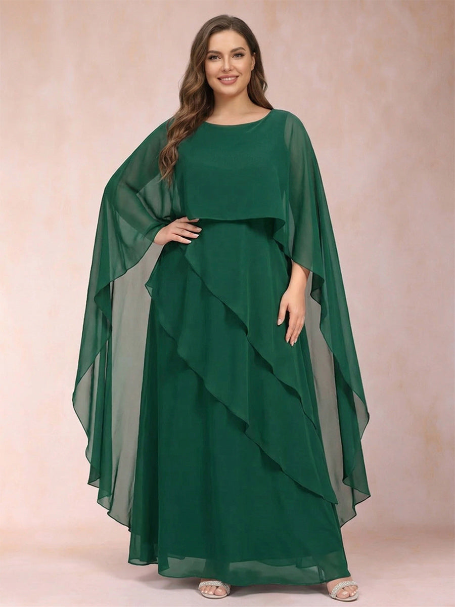 A-Line/Princess One Piece Scoop Plus Size Mother of the Bride Dresses with Ruffles