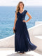 A-Line/Princess V-Neck Chiffon Ruched Mother of the Bride Dresses with Appliques & Beading