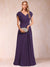 A-Line/Princess V-Neck Chiffon Ruched Mother of the Bride Dresses with Appliques & Beading