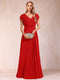 A-Line/Princess V-Neck Chiffon Ruched Mother of the Bride Dresses with Appliques & Beading