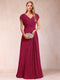 A-Line/Princess V-Neck Chiffon Ruched Mother of the Bride Dresses with Appliques & Beading