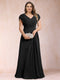 A-Line/Princess V-Neck Chiffon Ruched Plus Size Mother of the Bride Dresses with Appliques & Beading