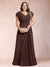 A-Line/Princess V-Neck Chiffon Ruched Plus Size Mother of the Bride Dresses with Appliques & Beading