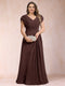 A-Line/Princess V-Neck Chiffon Ruched Plus Size Mother of the Bride Dresses with Appliques & Beading