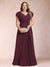 A-Line/Princess V-Neck Chiffon Ruched Plus Size Mother of the Bride Dresses with Appliques & Beading