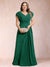 A-Line/Princess V-Neck Chiffon Ruched Plus Size Mother of the Bride Dresses with Appliques & Beading