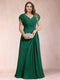 A-Line/Princess V-Neck Chiffon Ruched Plus Size Mother of the Bride Dresses with Appliques & Beading