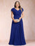 A-Line/Princess V-Neck Chiffon Ruched Plus Size Mother of the Bride Dresses with Appliques & Beading