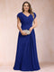 A-Line/Princess V-Neck Chiffon Ruched Plus Size Mother of the Bride Dresses with Appliques & Beading