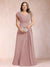 A-Line/Princess V-Neck Chiffon Ruched Plus Size Mother of the Bride Dresses with Appliques & Beading