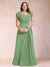 A-Line/Princess V-Neck Chiffon Ruched Plus Size Mother of the Bride Dresses with Appliques & Beading