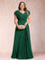 A-Line/Princess V-Neck Chiffon Ruched Plus Size Mother of the Bride Dresses with Appliques & Beading