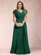 A-Line/Princess V-Neck Chiffon Ruched Plus Size Mother of the Bride Dresses with Appliques & Beading