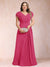 A-Line/Princess V-Neck Chiffon Ruched Plus Size Mother of the Bride Dresses with Appliques & Beading