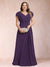 A-Line/Princess V-Neck Chiffon Ruched Plus Size Mother of the Bride Dresses with Appliques & Beading