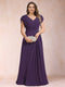 A-Line/Princess V-Neck Chiffon Ruched Plus Size Mother of the Bride Dresses with Appliques & Beading
