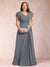 A-Line/Princess V-Neck Chiffon Ruched Plus Size Mother of the Bride Dresses with Appliques & Beading