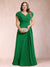 A-Line/Princess V-Neck Chiffon Ruched Plus Size Mother of the Bride Dresses with Appliques & Beading