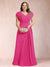A-Line/Princess V-Neck Chiffon Ruched Plus Size Mother of the Bride Dresses with Appliques & Beading