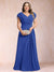 A-Line/Princess V-Neck Chiffon Ruched Plus Size Mother of the Bride Dresses with Appliques & Beading