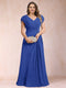 A-Line/Princess V-Neck Chiffon Ruched Plus Size Mother of the Bride Dresses with Appliques & Beading